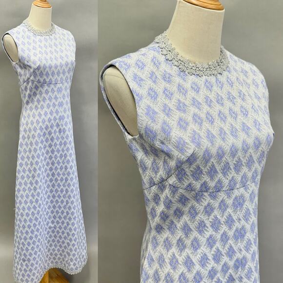 Vintage 70s polyester empire a line maxi dress w/ matching bolero jacket Small - Picture 3 of 16